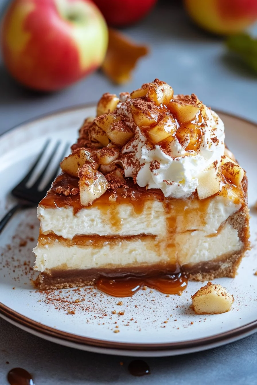 Tarta de queso de manzana con caramelo salado