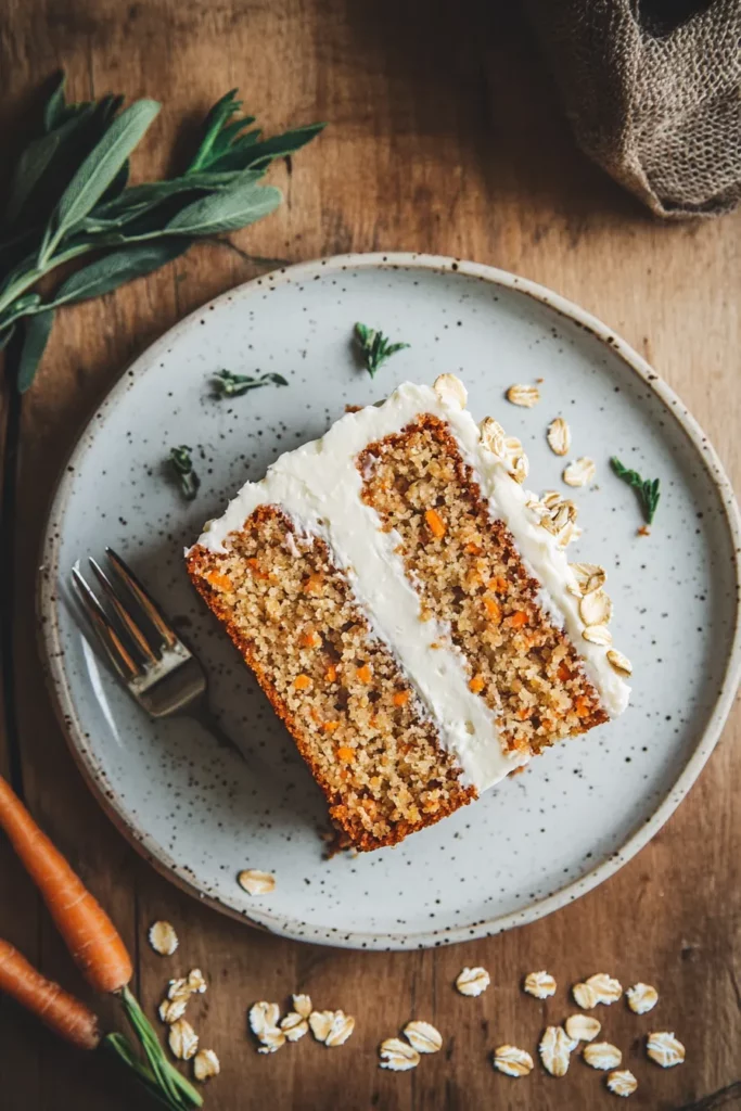 Rebanada de pastel de avena y zanahoria