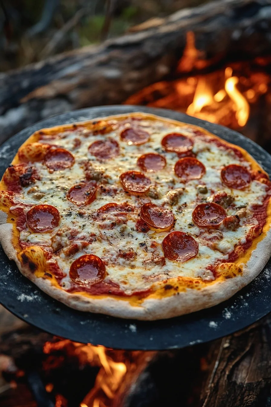 Pizza en la camping