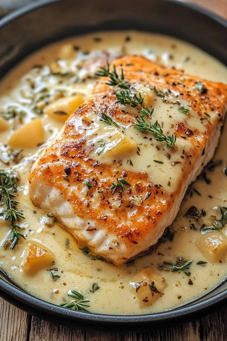 Salmón en salsa cremosa de parmesano