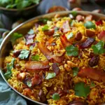 Arroz Festivo Con Especias Cálidas Tocino Glaseado y Frutos Secos