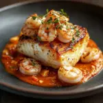 Bacalao en Salsa Cremosa de Gambas y Piquillos