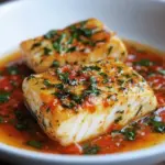 Bacalao en salsa de pimientos rojos asados