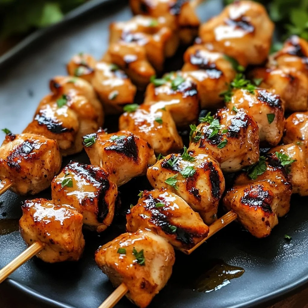 Brochetas de pollo Bang Bang con salsa picante y verduras frescas