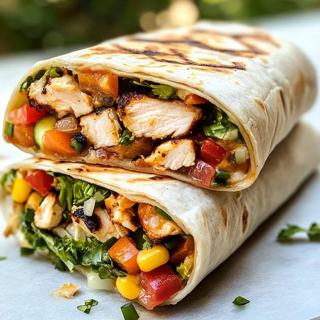 Burrito de Pollo a la Parrilla con Aderezo Chipotle Ranch, delicioso y jugoso
