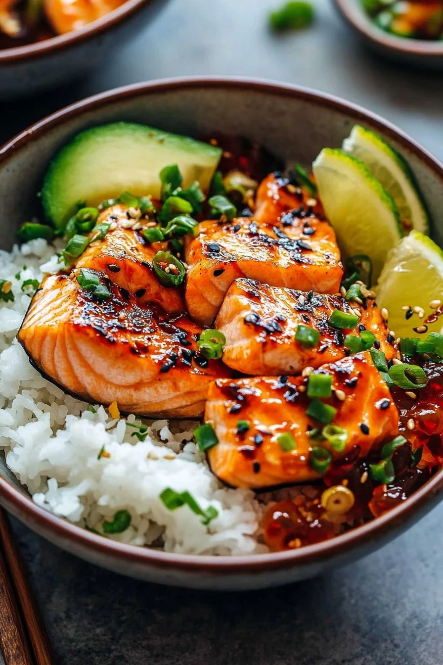 Bowl de Salmón con Salsa Dulce y Picante