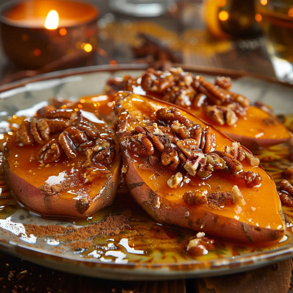 Camote de Navidad Glaseado Con Canela Especiada y Nueces Caramelizadas