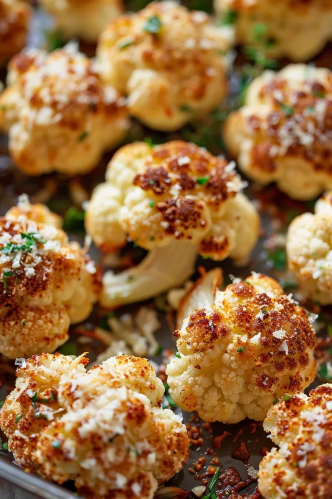 Coliflor Navideña Crujiente Al Horno: Dorado y Delicioso Festín de Ajo y Parmesano