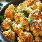 Coliflor Navideña Crujiente Al Horno Con Ajo y Parmesano Dorado