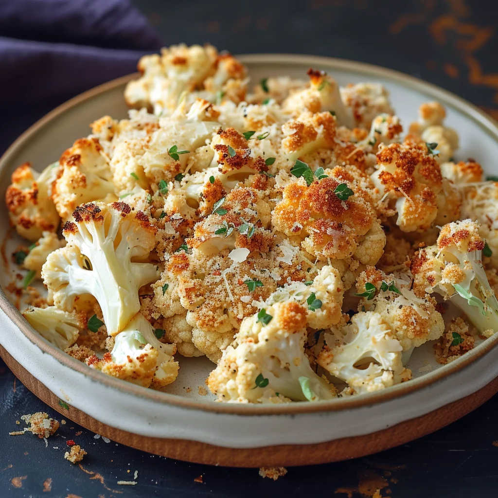 Coliflor Navideña Crujiente Al Horno Con Ajo y Parmesano Dorado