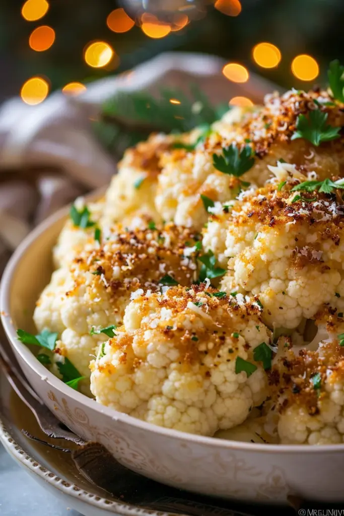 Coliflor Navideña Dorada Con Ajo Parmesano: ¡Sabor Explosivo!