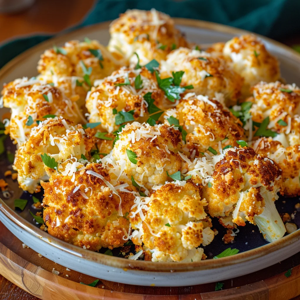 Coliflor Navideña Dorada Con Ajo Parmesano y Toque Crujiente