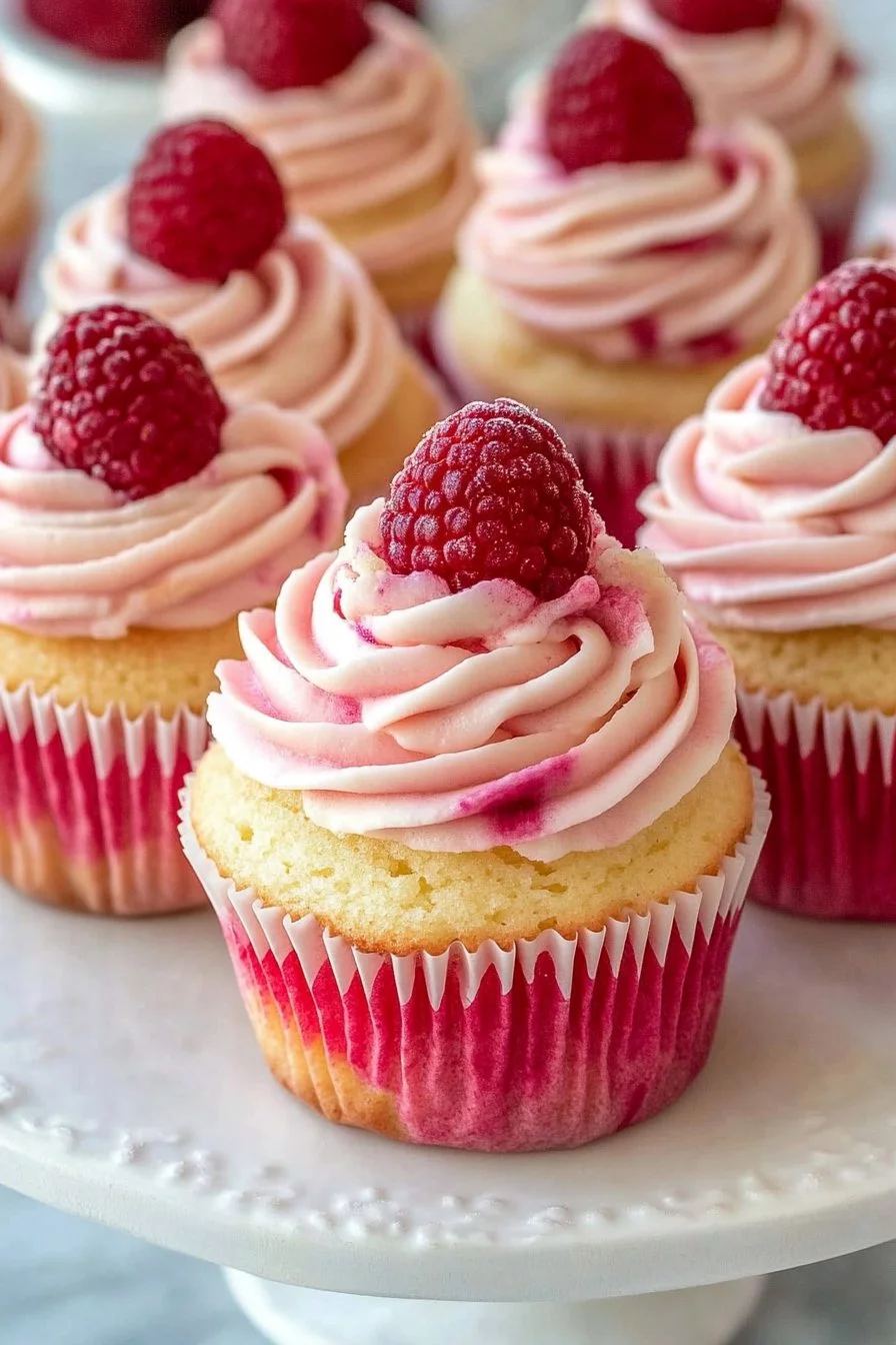 Deliciosos cupcakes de remolino de frambuesa