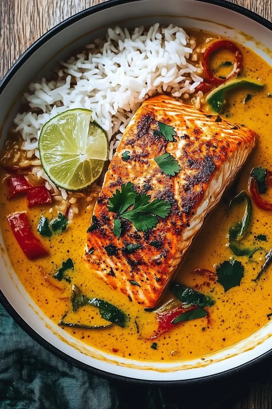 Salmón al Curry de Coco Caribeño