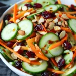 Ensalada Crujiente de Pepino y Zanahoria Con Vinagreta Navideña de Mostaza y Miel