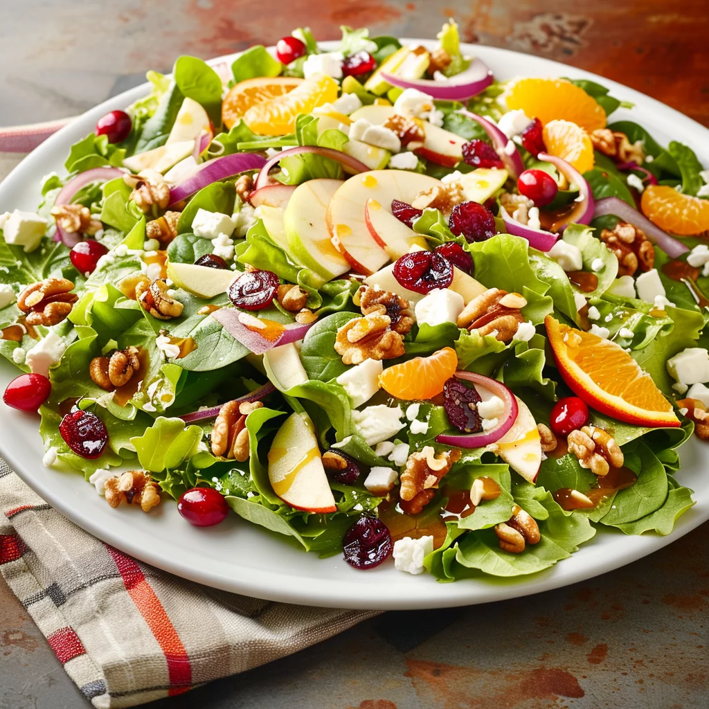 Ensalada Fresca Navideña con Vinagreta de Mostaza y Miel