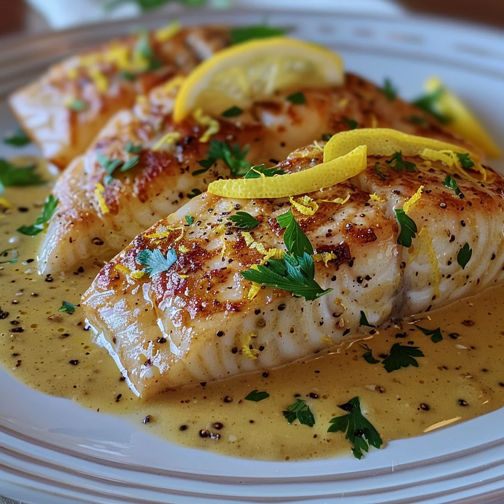 Filete de Pescado con Salsa de Mostaza y Limón