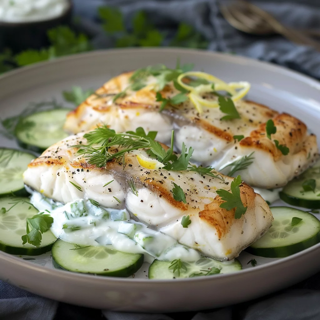 Filete de Pescado con Salsa de Yogur y Limón