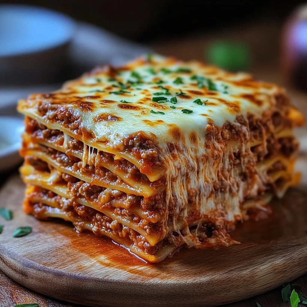 Plato de lasaña dorada y deliciosa de un millón de dólares