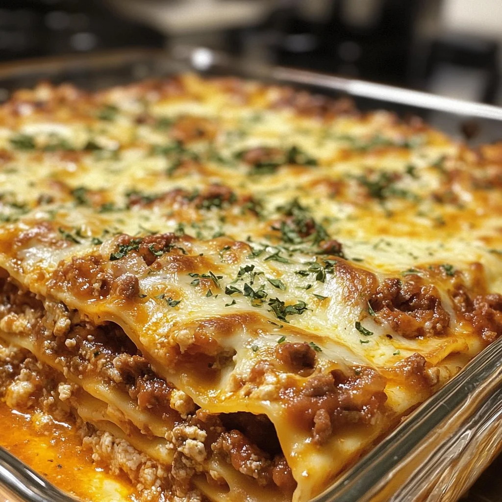 Plato de lasaña de un millón de dólares, deliciosa y apetitosa.