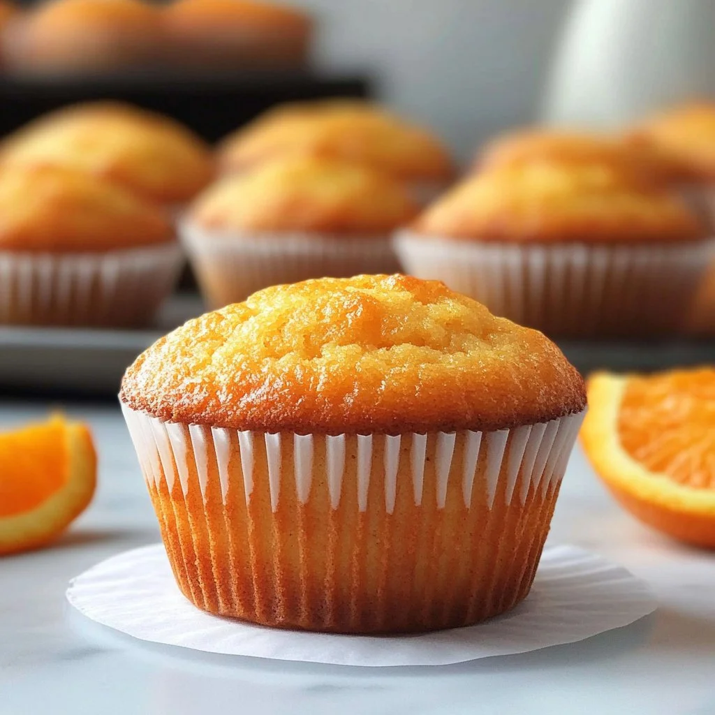 Magdalenas de Naranja recién horneadas y decoradas
