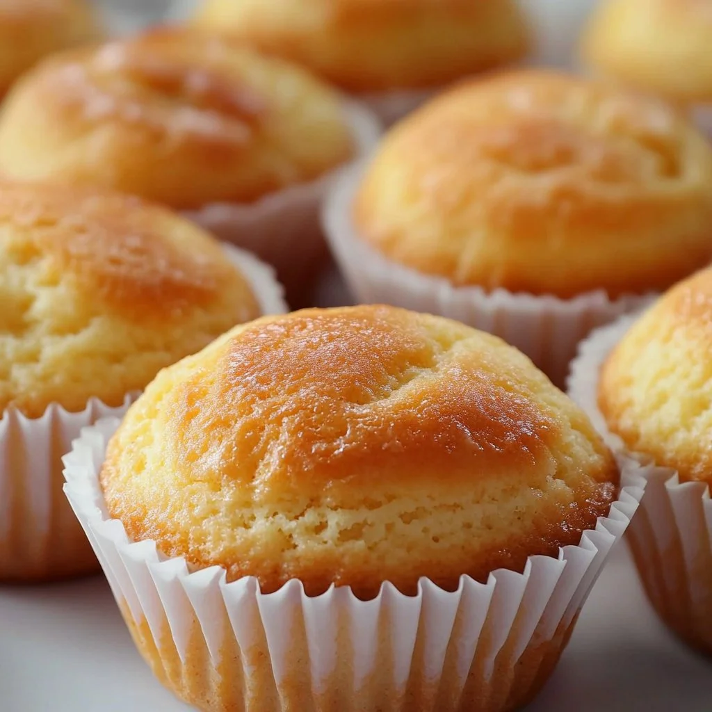 Magdalenas de Nata recién horneadas con una textura suave y esponjosa