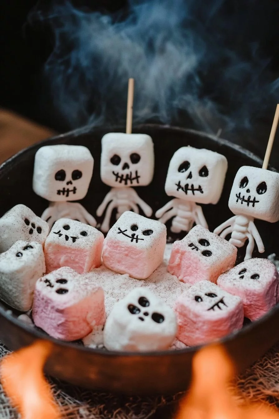 Malvaviscos de Halloween con esqueletos