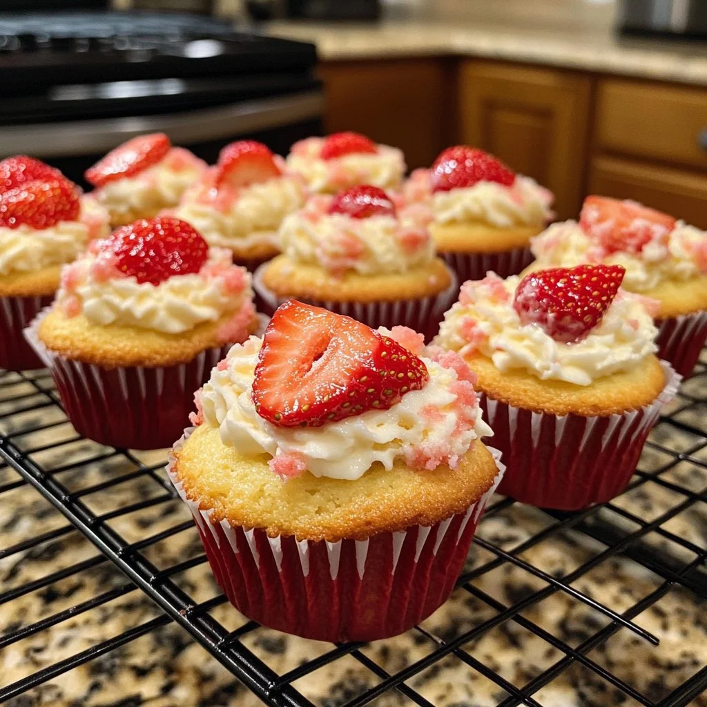 Muffins de pastelito de fresa esponjosos y frescos listos para disfrutar