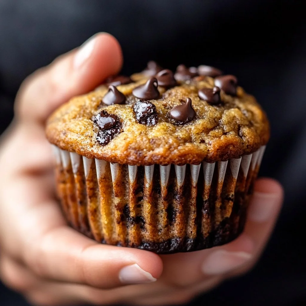Muffins de Plátano y Chocolate recién horneados