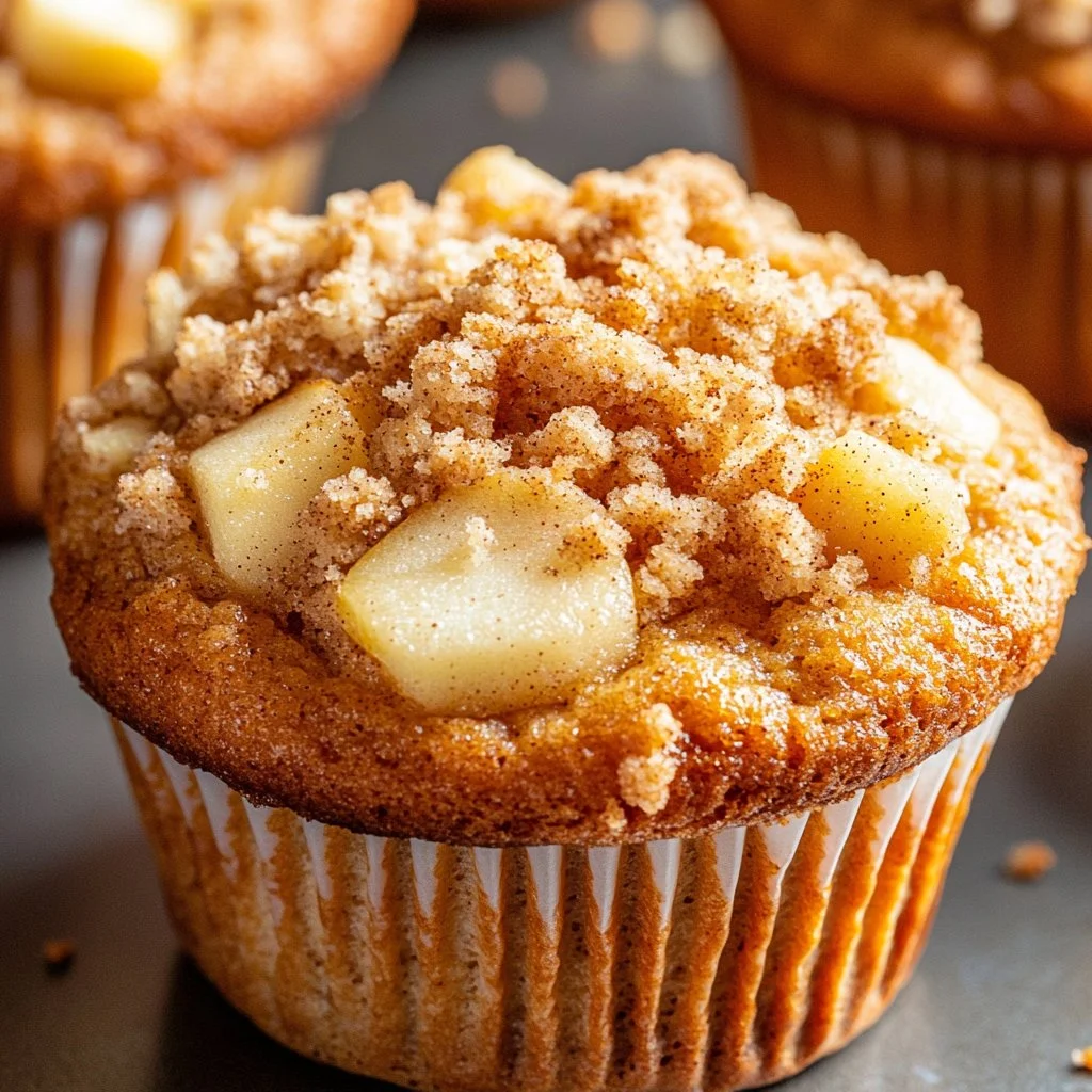 Muffins de manzana y canela con streusel frescos y esponjosos