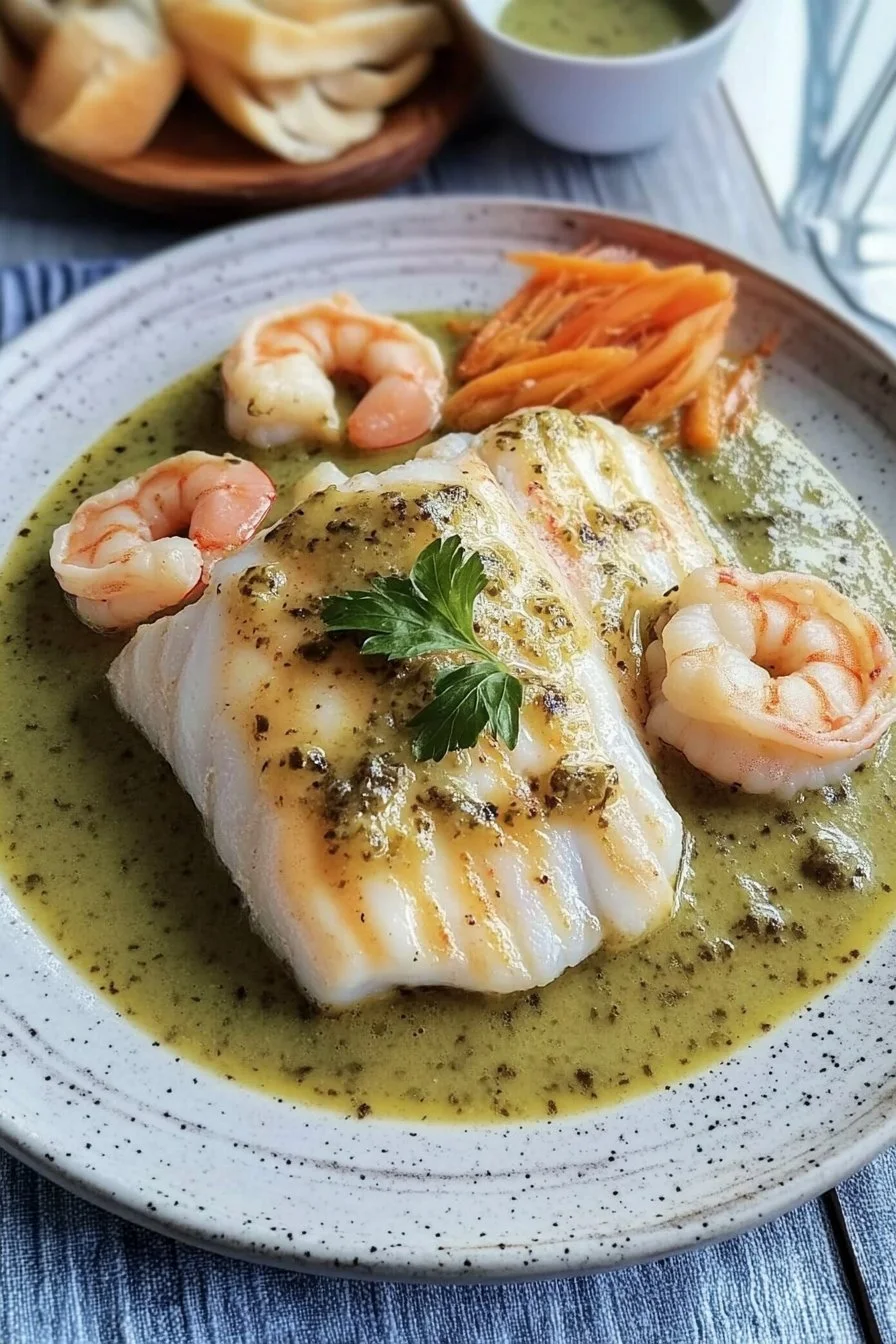 Merluza en Salsa Verde con Gambas