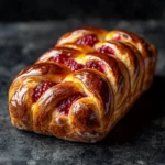 Pan de brioche con remolinos de frambuesa