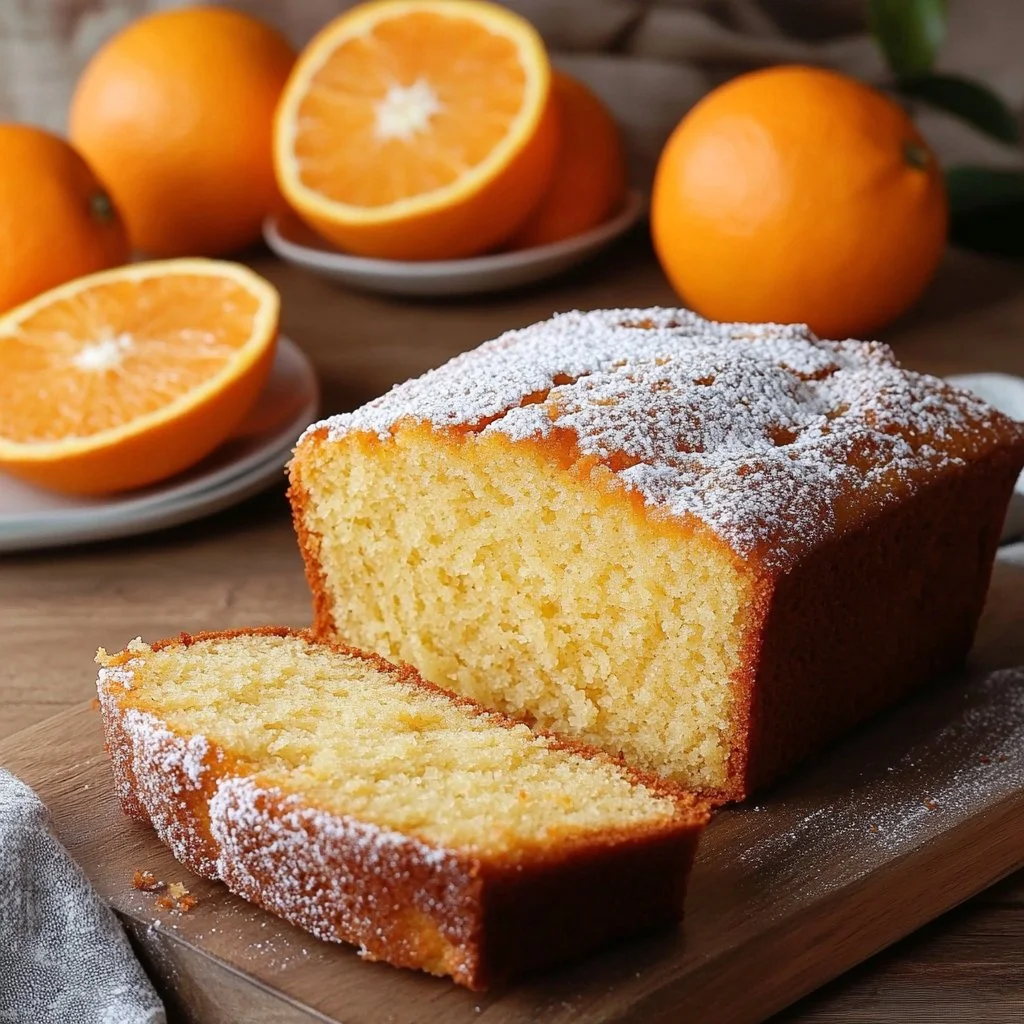Pastel de Naranja decorado con glaseado y rodajas de naranja fresca