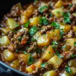 Patatas con carne molida en salsa de tomate
