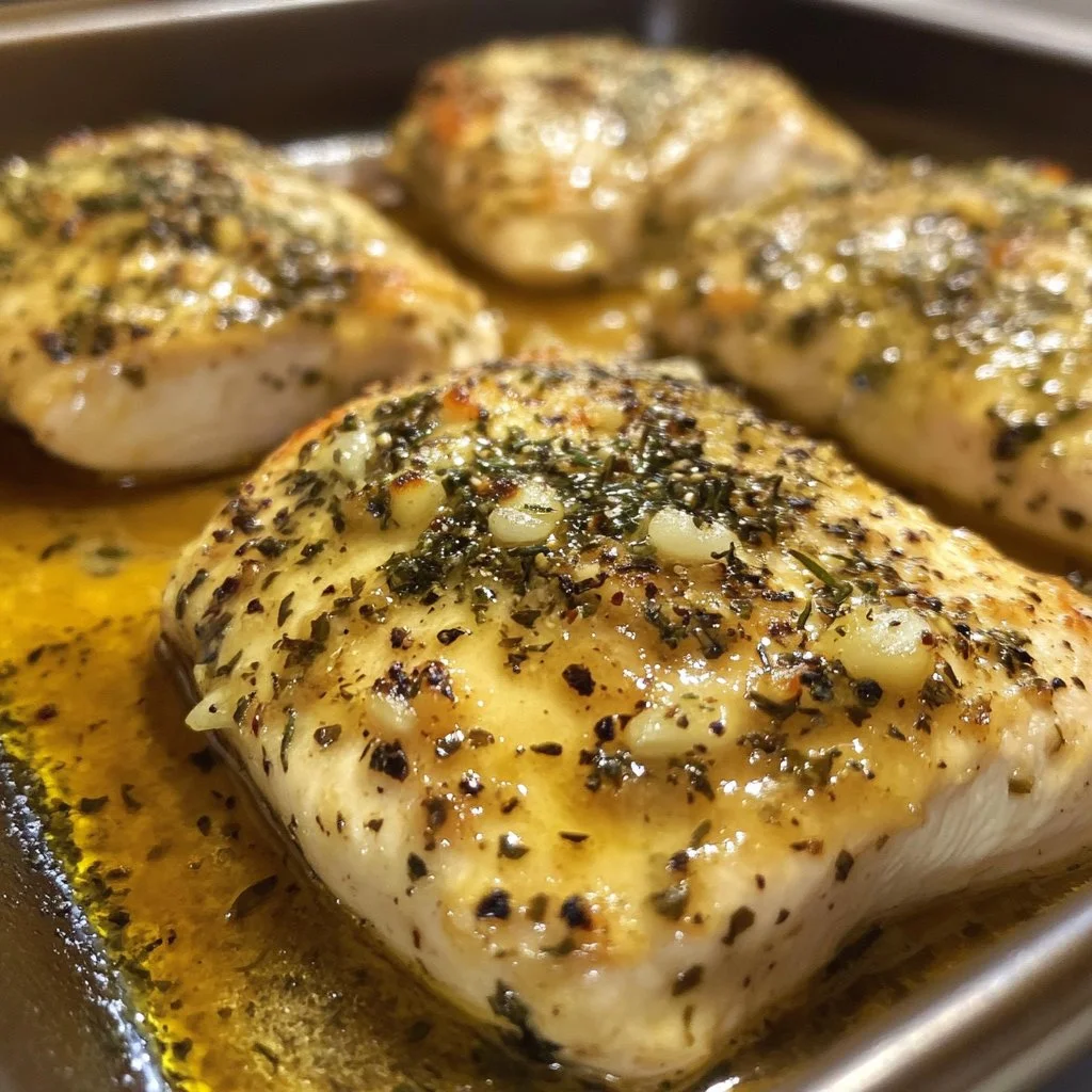 Pechugas de pollo al horno con mantequilla y ajo, una receta deliciosa