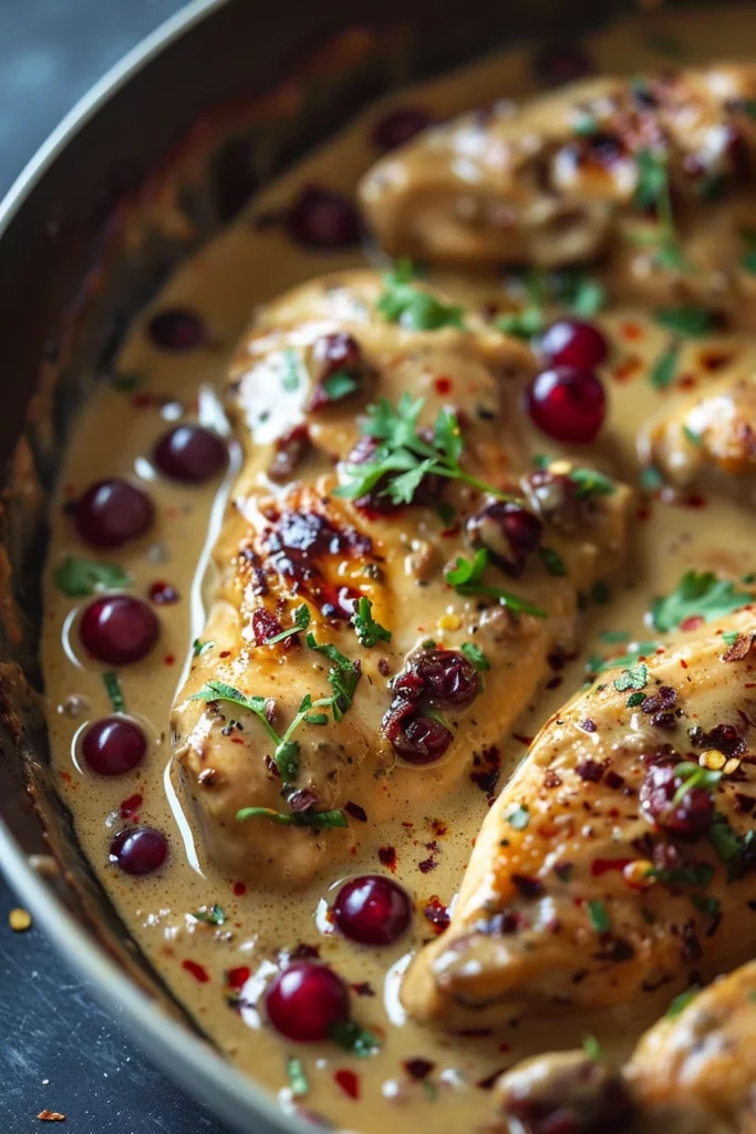 Pechugas de Pollo en Relleno Cremoso Con Frutos Rojos y Toque de Chipotle: ¡Exquisita Explosión de Sabores!