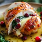 Pechugas Jugosas Rellenas de Espinaca Arándano y Brie Derretido