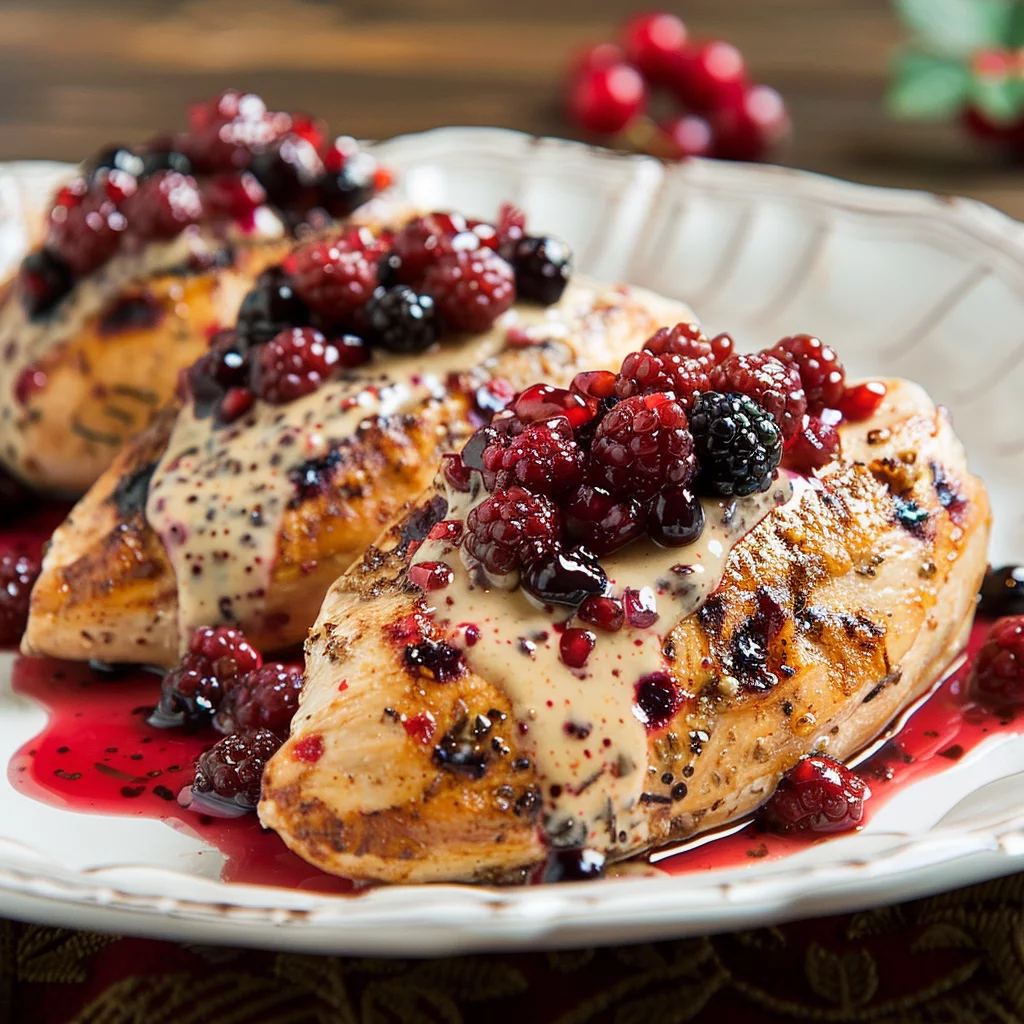 Pechugas Navideñas Rellenas Con Crema de Frutos Rojos y Chipotle Ahumado