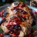 Pechugas Navideñas Rellenas en Salsa de Frutos Rojos Con Toque Ahumado de Chipotle