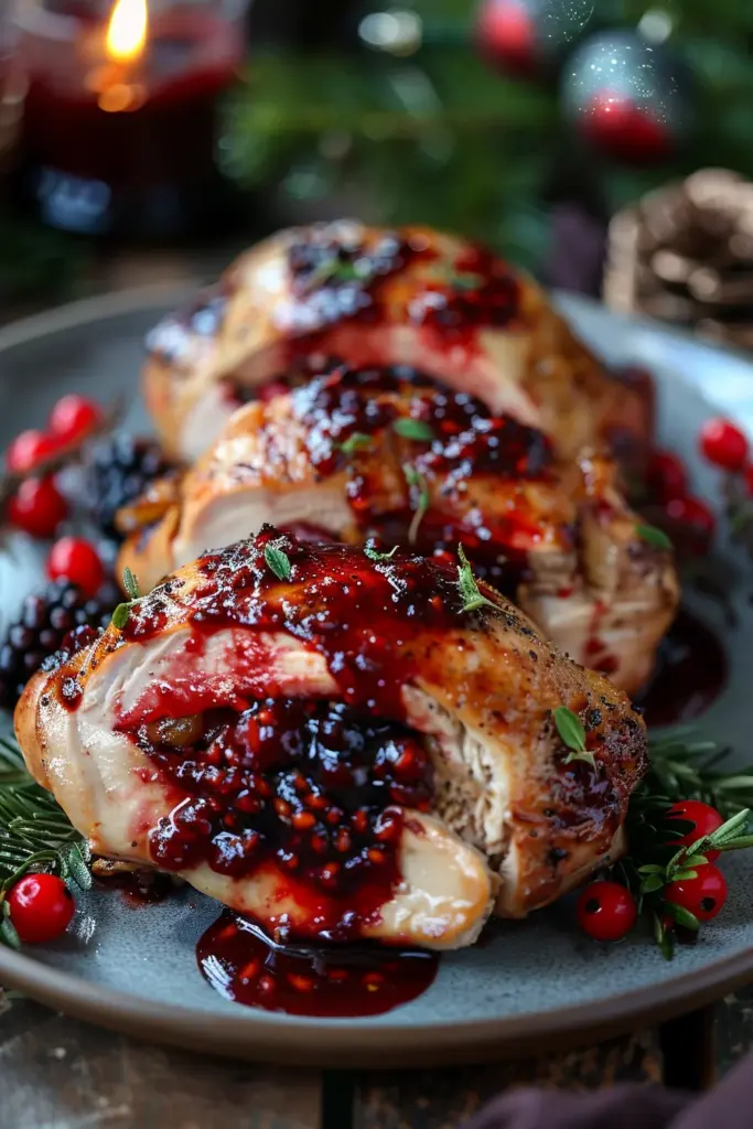 Pechugas Navideñas Rellenas: Exquisito Manjar con Salsa de Frutos Rojos