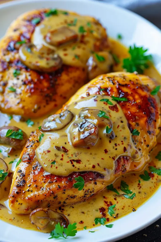 Pollo con Salsa de Mostaza y Champiñones - ¡Sabor Exquisito!
