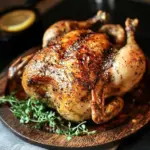 Pollo entero al horno jugoso y fácil