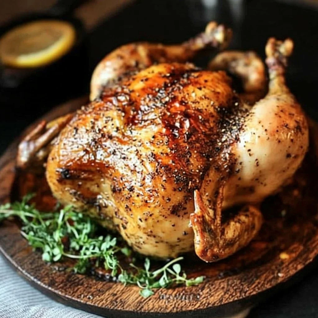 Receta de pollo al horno entero, jugoso y fácil de preparar