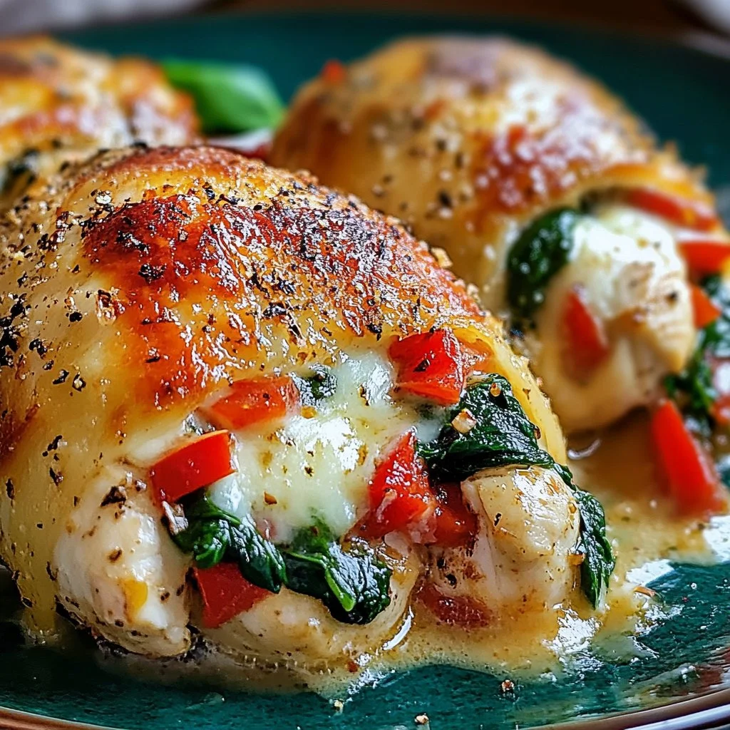 Plato de Pollo Relleno Sabroso con ingredientes frescos y deliciosos