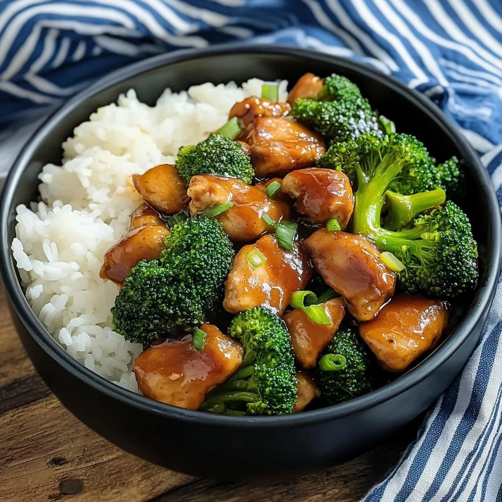 Plato de pollo con brócoli listo para servir
