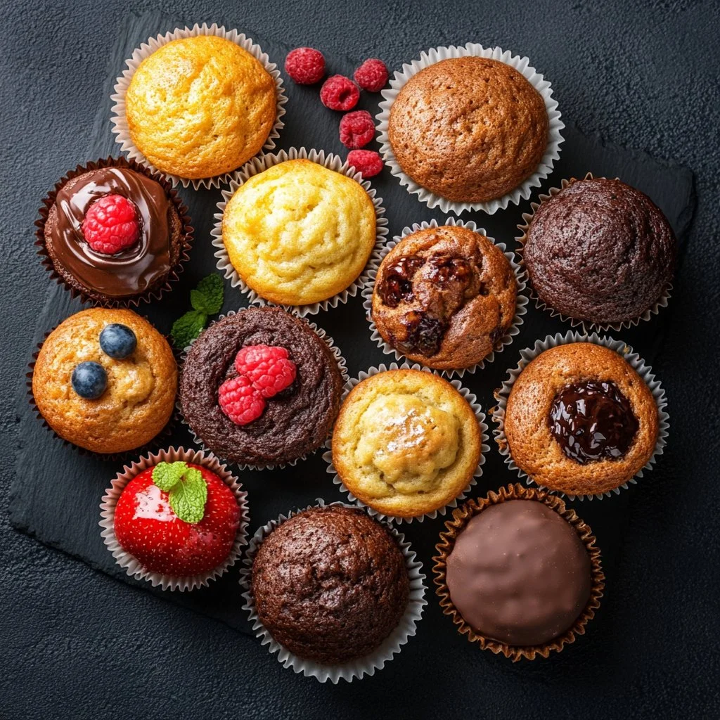 Deliciosos muffins recién horneados, perfectos para disfrutar con café.
