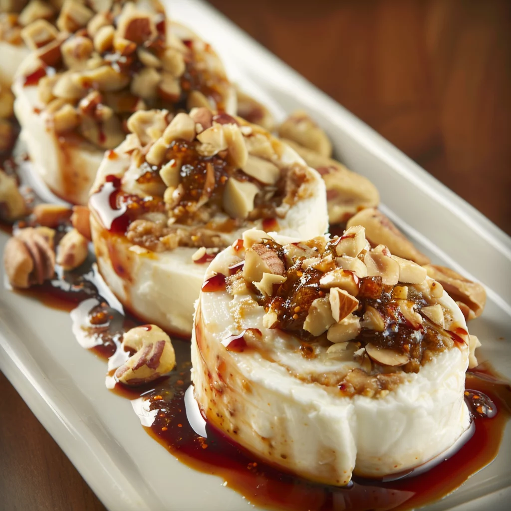 Rollo de Queso Crema Con Frutos Secos y Mermelada de Chipotle