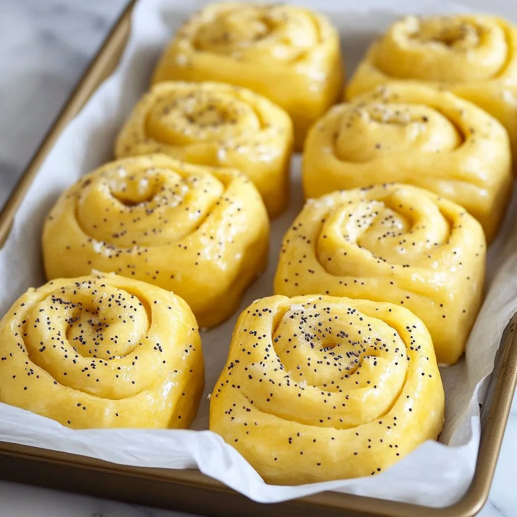 Rollos de limón recién horneados, un postre delicioso y fresco.