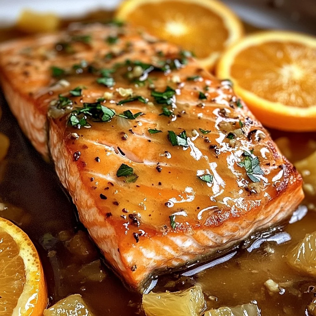 Salmón al horno con glaseado de miel y mostaza, servido en un plato.