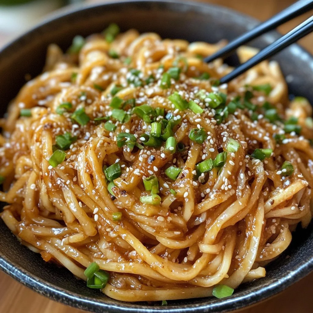 Deliciosos Súper Noodles de Patata servidos en un plato colorido.